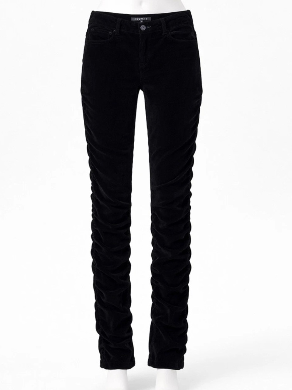 Theory Black Velvet Ruched Skinny Pants Size 4 Made in USA